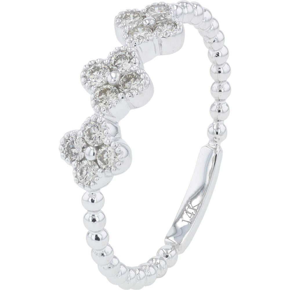 14K White Gold Diamond Band with 0.25 Carat Total Weight - Diamond Cluster Design
