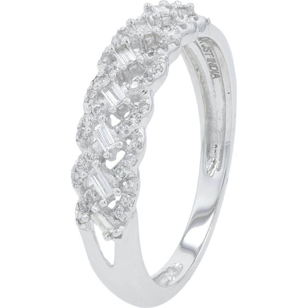 14K White Gold Diamond Band with Channel Set Diamonds - 0.14 Carat Total Diamond Weight