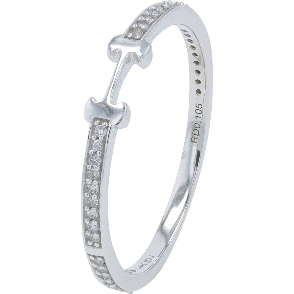 14K White Gold Diamond Band with Prong-Set Round Diamonds - 0.11 Carat Total Diamond Weight