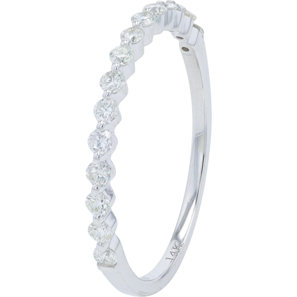 14K White Gold Diamond Band with Shared-Prong Set Round Cut Diamonds - 0.35 Carat Total Diamond Weight