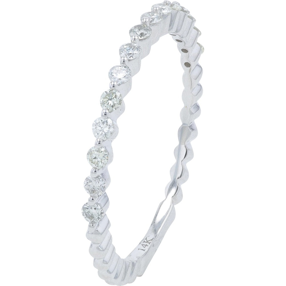 14K White Gold Diamond Band with Shared-Prong Set Round Diamonds - 0.27 Carat Total Diamond Weight