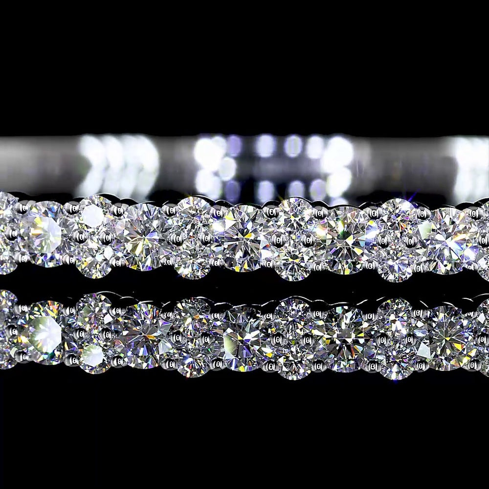 14K White Gold Diamond Bangle Bracelet with 53 Brilliant Round Cut Lab Grown Diamonds (E-F/VS) - 2.45 Carat Total Weight - Covaloro Fine Jewelry