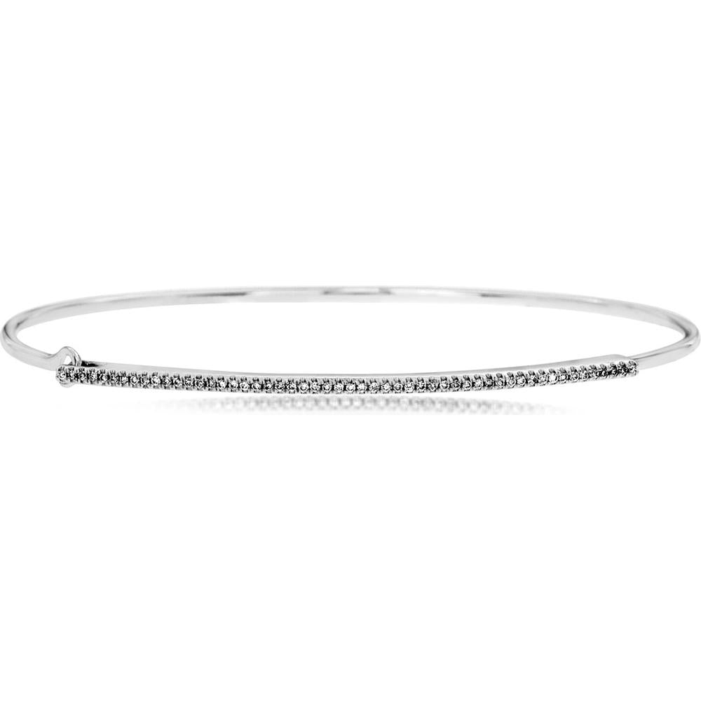14K White Gold Diamond Bangle with 0.16 Carats Total Diamond Weight