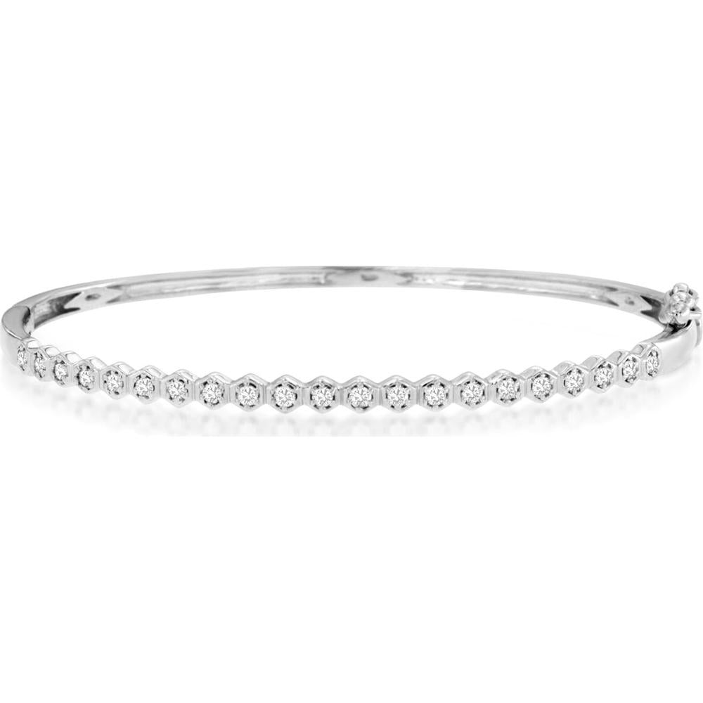 14K White Gold Diamond Bangle with 0.48 Carats Total Diamond Weight