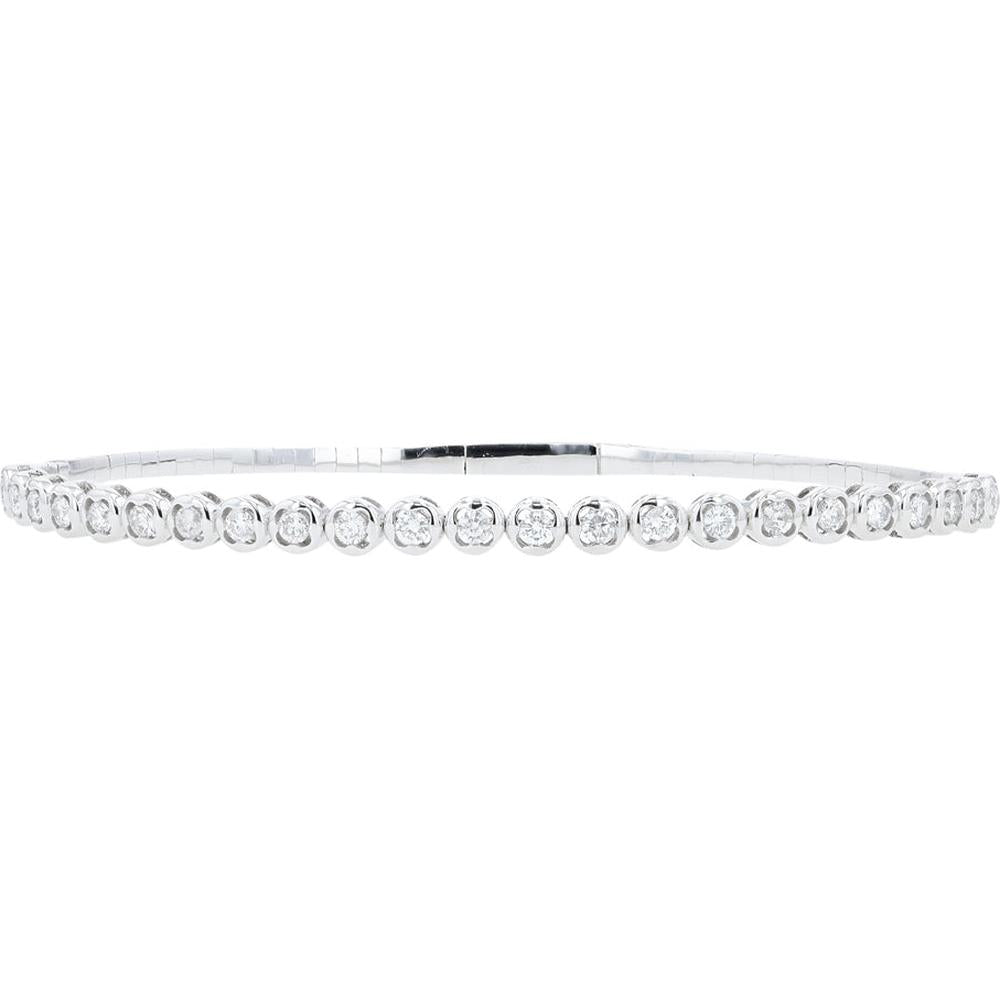14K White Gold Diamond Bangle with 0.83 Carat Total Carat Weight Diamonds