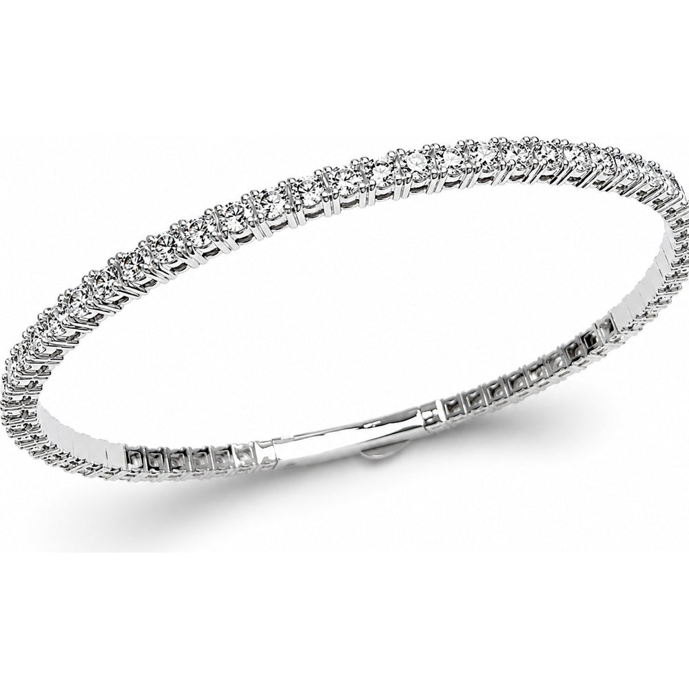 14K White Gold Diamond Bangle with Pavé-Set Round Brilliant Diamonds - 4.98 Carat Total Diamond Weight by Auriventus