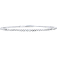 14K White Gold Diamond Bangle with Round Cut Diamonds - 1.00 Carat Total Diamond Weight