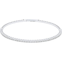 14K White Gold Diamond Bangle with Round Cut Diamonds - 1.00 Carat Total Diamond Weight