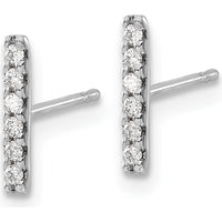 14K White Gold Diamond Bar Earrings with 12 Round Diamonds - 0.008 Carat Total Diamond Weight by Monteluci Fine Jewelry