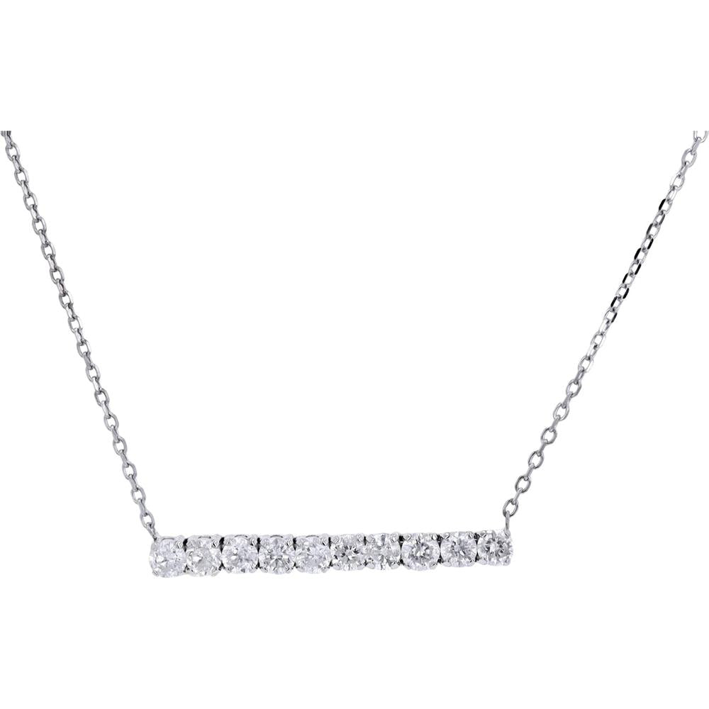 14K White Gold Diamond Bar Necklace - 0.50 Carat Total Diamond Weight