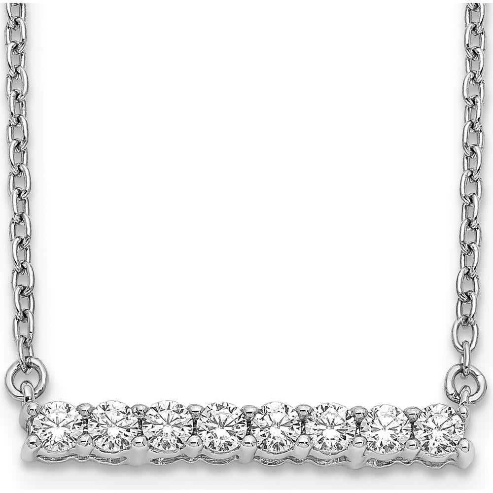 14K White Gold Diamond Bar Necklace with 0.32 Carat Total Diamond Weight by Monteluci Fine Jewelry