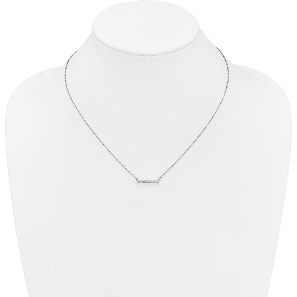 14K White Gold Diamond Bar Necklace with 0.32 Carat Total Diamond Weight by Monteluci Fine Jewelry