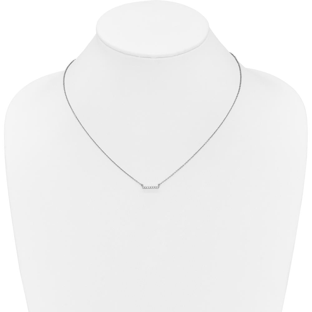 14K White Gold Diamond Bar Necklace with 1/10 Carat Round Diamonds - 18" Length by Monteluci Fine Jewelry