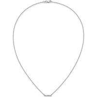 14K White Gold Diamond Bar Necklace with 1/10 Carat Round Diamonds - 18" Length by Monteluci Fine Jewelry