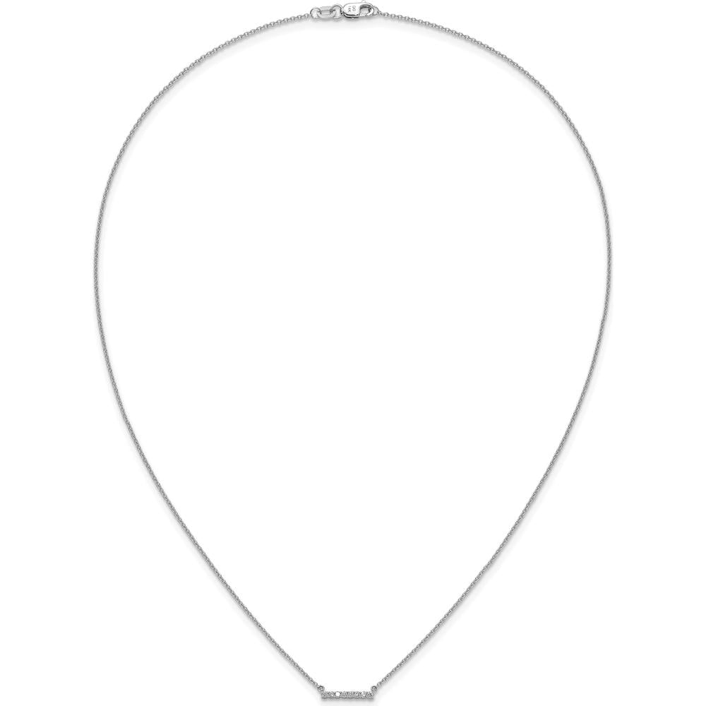 14K White Gold Diamond Bar Necklace with 1/10 Carat Round Diamonds - 18" Length by Monteluci Fine Jewelry