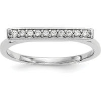 14K White Gold Diamond Bar Ring with 0.10 Carat Total Diamond Weight - G-I Clarity by Oro Pregiato