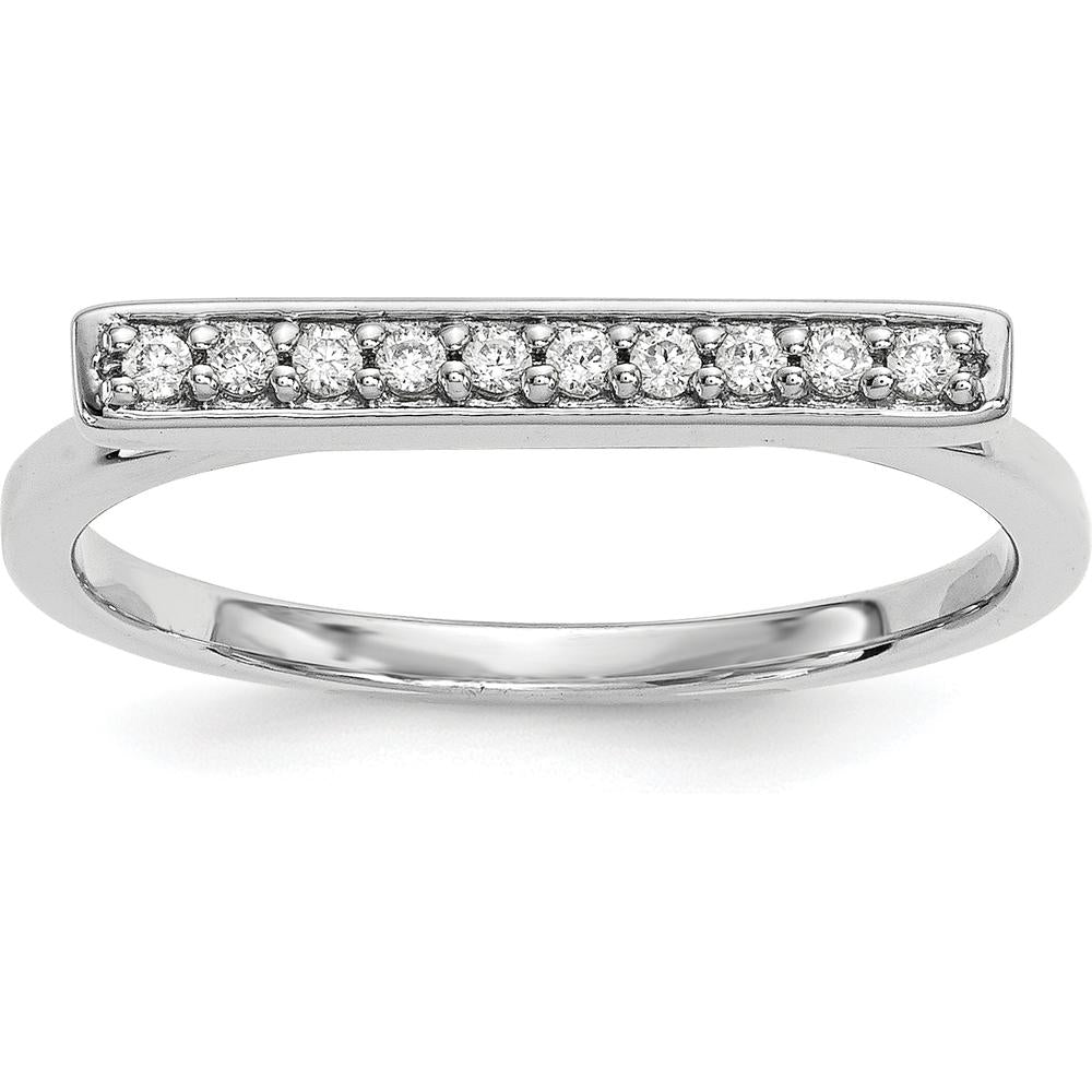 14K White Gold Diamond Bar Ring with 0.10 Carat Total Diamond Weight - G-I Clarity by Oro Pregiato