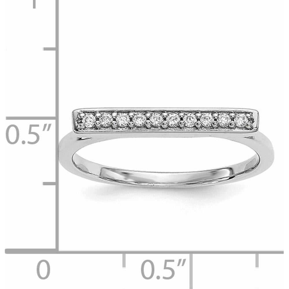 14K White Gold Diamond Bar Ring with 0.10 Carat Total Diamond Weight - G-I Clarity by Oro Pregiato