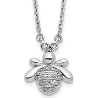 14K White Gold Diamond Bee Pendant Necklace - 1/10 Carat Total Diamond Weight by Monteluci Fine Jewelry