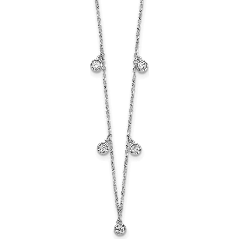 14K White Gold Diamond Bezel-Set 5-Station Necklace with Round Diamonds - 0.074 Carat Total Diamond Weight by Oro Pregiato