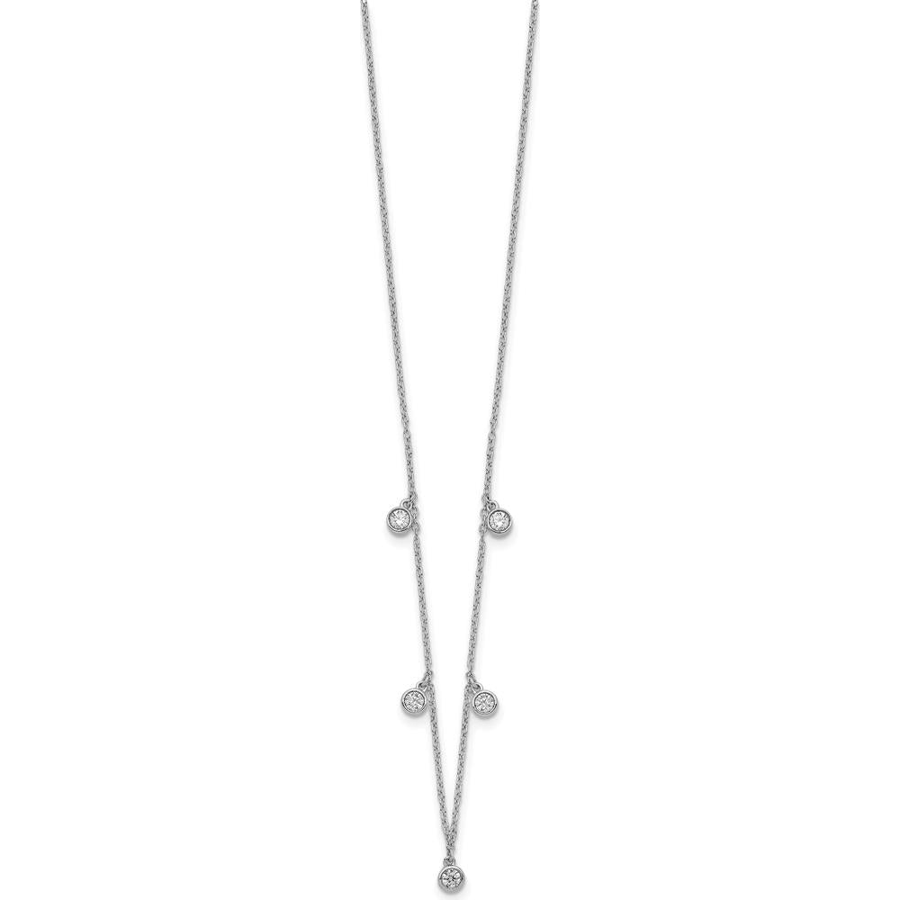 14K White Gold Diamond Bezel-Set 5-Station Necklace with Round Diamonds - 0.074 Carat Total Diamond Weight by Oro Pregiato