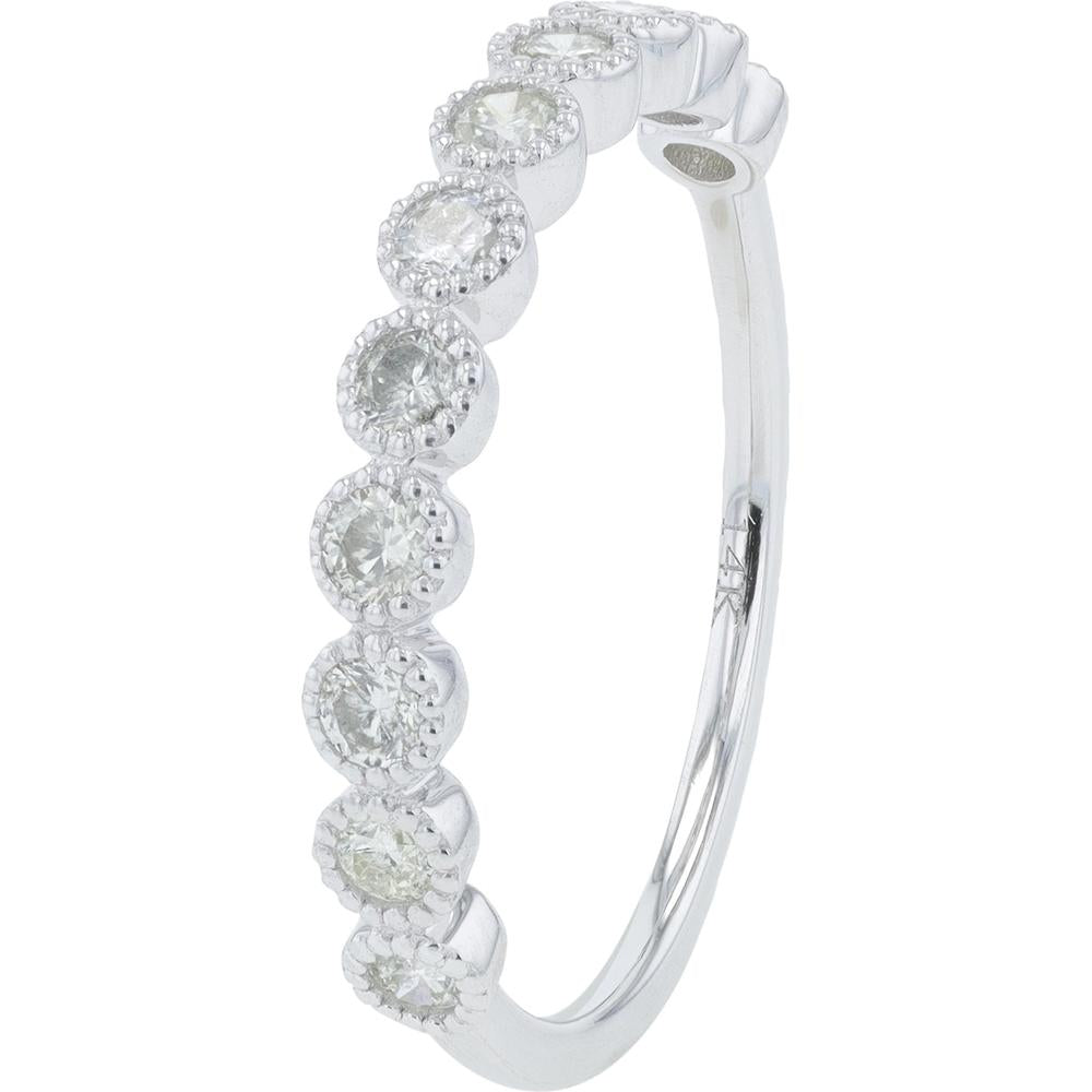 14K White Gold Diamond Bezel Set Band - 0.38 Carat Total Diamond Weight
