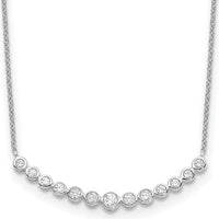 14K White Gold Diamond Bezel-Set Curved Bar Necklace - 0.28 Carat Total Diamond Weight by Monteluci Fine Jewelry