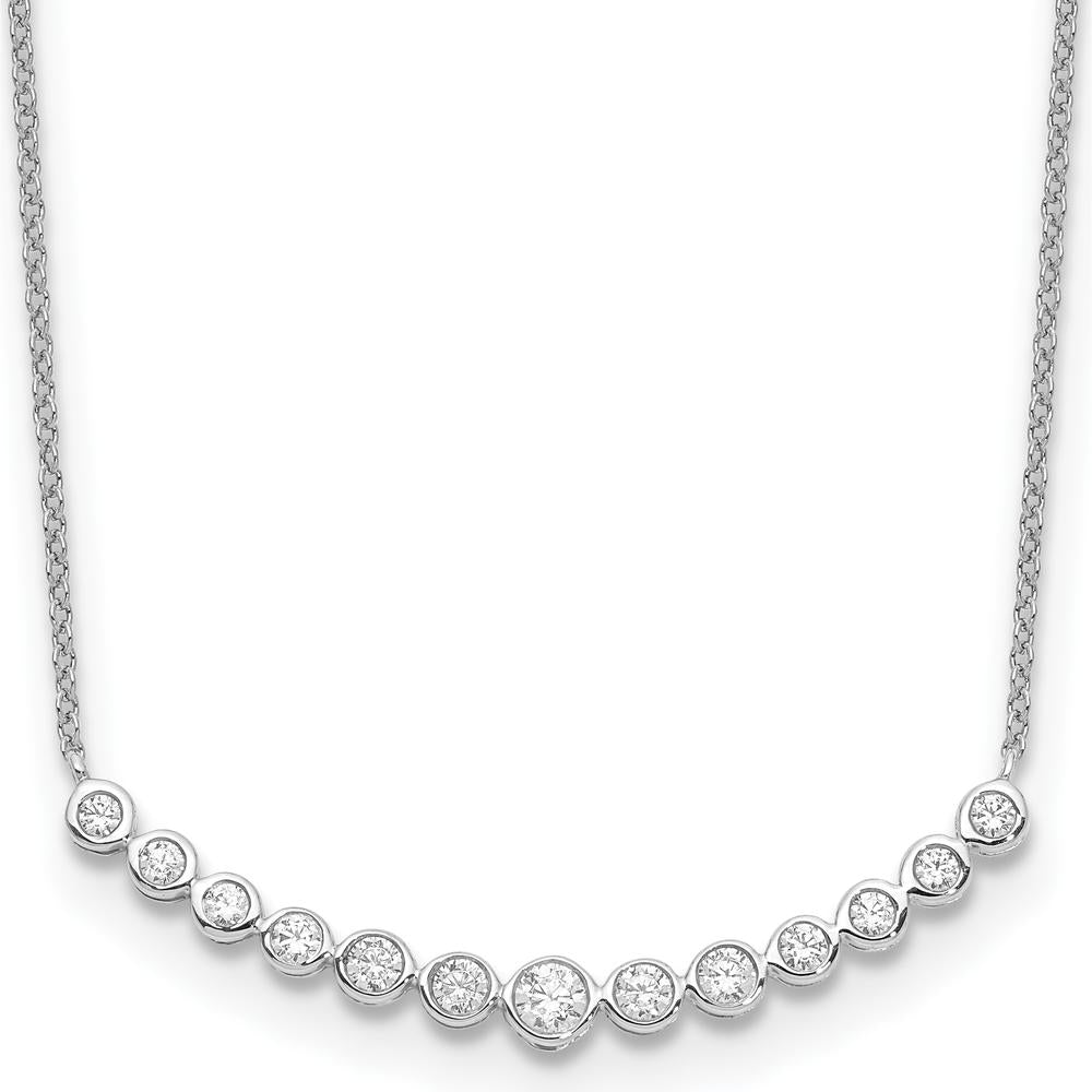 14K White Gold Diamond Bezel-Set Curved Bar Necklace - 0.28 Carat Total Diamond Weight by Monteluci Fine Jewelry