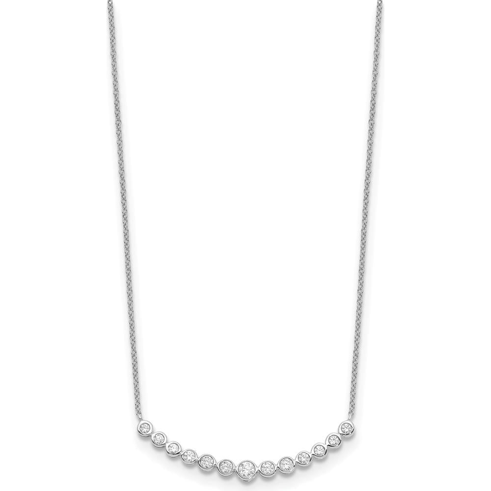14K White Gold Diamond Bezel-Set Curved Bar Necklace - 0.28 Carat Total Diamond Weight by Monteluci Fine Jewelry