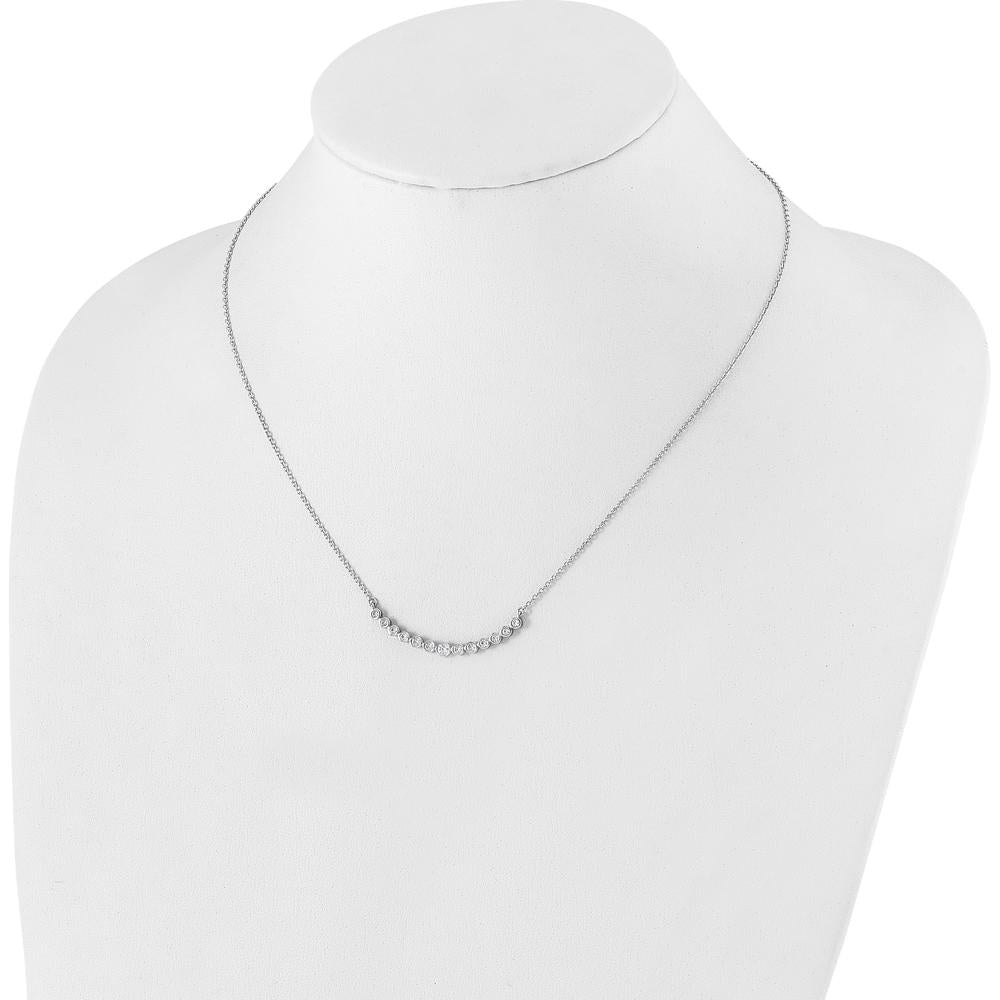 14K White Gold Diamond Bezel-Set Curved Bar Necklace - 0.28 Carat Total Diamond Weight by Monteluci Fine Jewelry