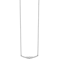 14K White Gold Diamond Bezel-set Curved Bar Necklace - 1/5 Carat Total Diamond Weight by Monteluci Fine Jewelry