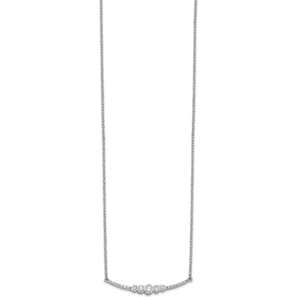 14K White Gold Diamond Bezel-set Curved Bar Necklace - 1/5 Carat Total Diamond Weight by Monteluci Fine Jewelry
