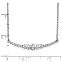 14K White Gold Diamond Bezel-set Curved Bar Necklace - 1/5 Carat Total Diamond Weight by Monteluci Fine Jewelry