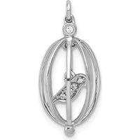 14K White Gold Diamond Bird in Cage Pendant with 5 Round Diamonds - 0.03 Carat Total Diamond Weight by Monteluci Fine Jewelry
