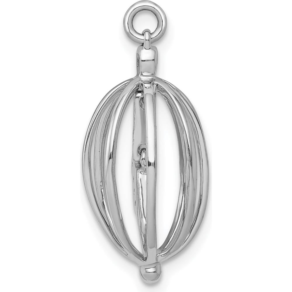 14K White Gold Diamond Bird in Cage Pendant with 5 Round Diamonds - 0.03 Carat Total Diamond Weight by Monteluci Fine Jewelry
