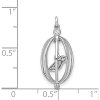 14K White Gold Diamond Bird in Cage Pendant with 5 Round Diamonds - 0.03 Carat Total Diamond Weight by Monteluci Fine Jewelry