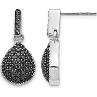 14K White Gold Diamond Black Teardrop Dangle Earrings - 0.14 Carat Total Diamond Weight by Monteluci Fine Jewelry