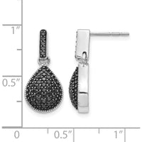 14K White Gold Diamond Black Teardrop Dangle Earrings - 0.14 Carat Total Diamond Weight by Monteluci Fine Jewelry
