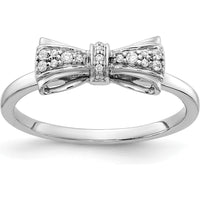 14K White Gold Diamond Bow Ring with Pavé-Set Round Natural Diamonds - 0.08 Carat Total Diamond Weight by 0