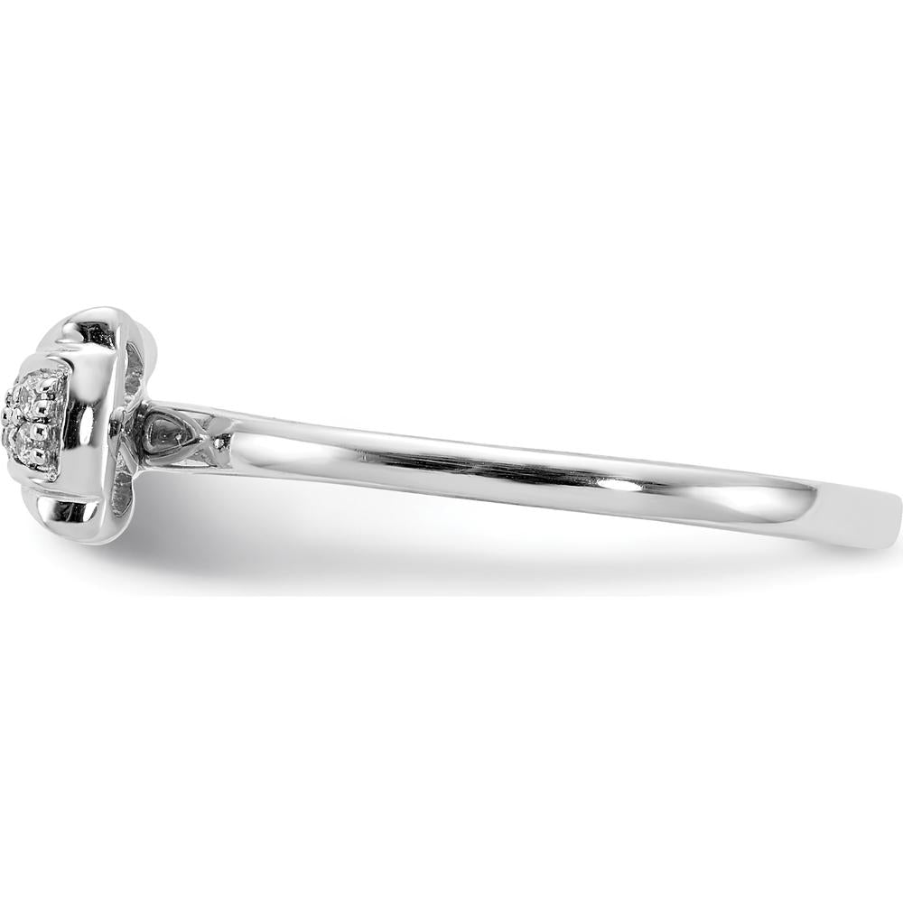 14K White Gold Diamond Bow Ring with Pavé-Set Round Natural Diamonds - 0.08 Carat Total Diamond Weight by 0
