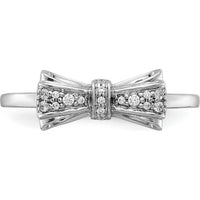 14K White Gold Diamond Bow Ring with Pavé-Set Round Natural Diamonds - 0.08 Carat Total Diamond Weight by 0