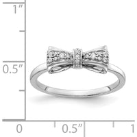 14K White Gold Diamond Bow Ring with Pavé-Set Round Natural Diamonds - 0.08 Carat Total Diamond Weight by 0