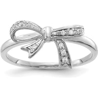 14K White Gold Diamond Bow Ring with Round Natural Diamonds - 0.02 Carat Total Diamond Weight by 0