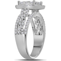 14K White Gold Diamond Bridal Engagement Ring with 1-1/2 Carat Total Weight, Prong Set Round Diamonds