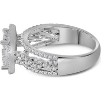 14K White Gold Diamond Bridal Engagement Ring with 1-1/2 Carat Total Weight, Prong Set Round Diamonds