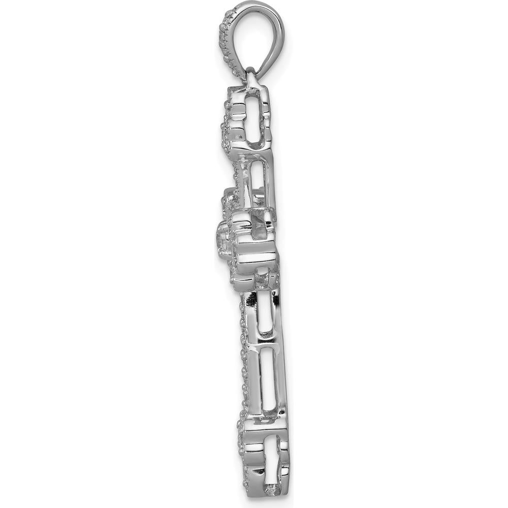 14K White Gold Diamond Budded Cross Pendant with 0.1 Carat Round Diamonds by Monteluci Fine Jewelry
