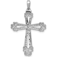 14K White Gold Diamond Budded Cross Pendant with 0.1 Carat Round Diamonds by Monteluci Fine Jewelry