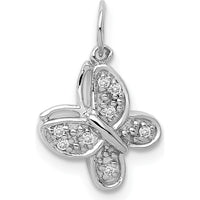 14K White Gold Diamond Butterfly Charm with 8 Round Diamonds - 0.04 Carat Total Diamond Weight by Monteluci Fine Jewelry