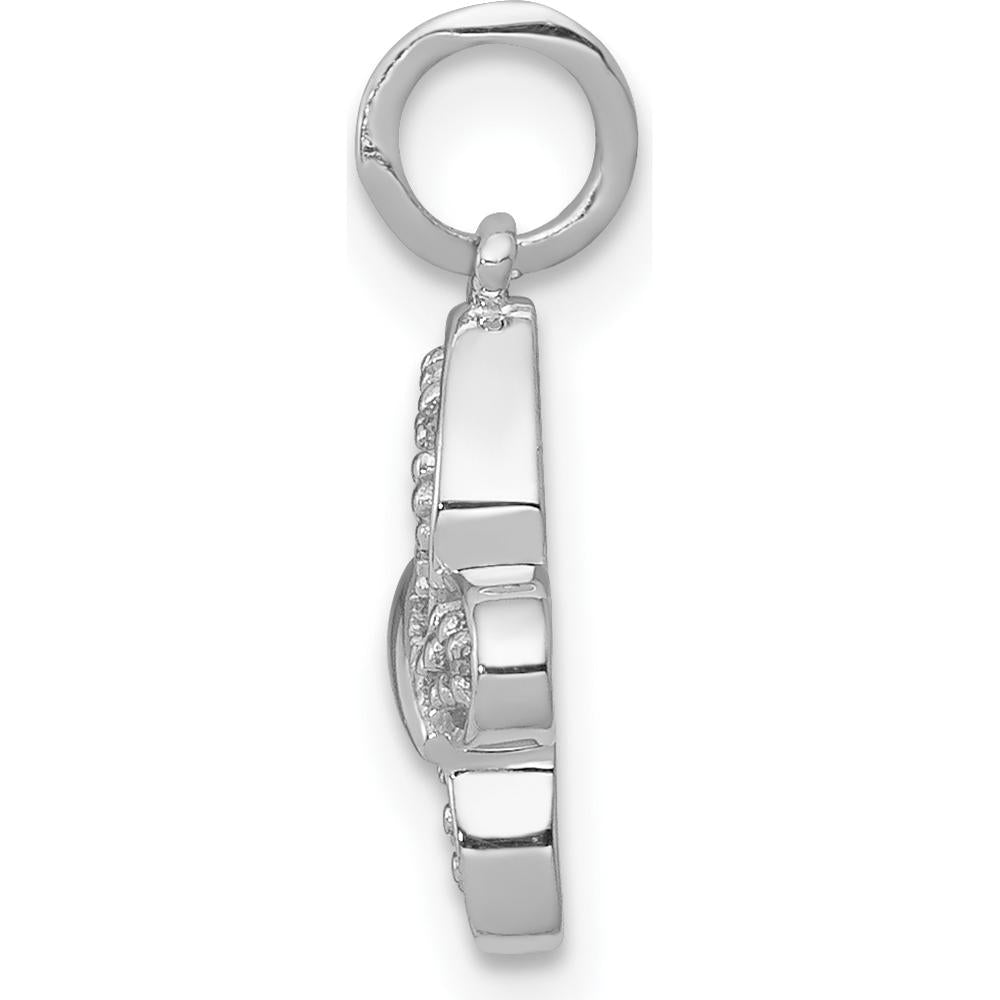 14K White Gold Diamond Butterfly Charm with 8 Round Diamonds - 0.04 Carat Total Diamond Weight by Monteluci Fine Jewelry