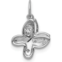 14K White Gold Diamond Butterfly Charm with 8 Round Diamonds - 0.04 Carat Total Diamond Weight by Monteluci Fine Jewelry